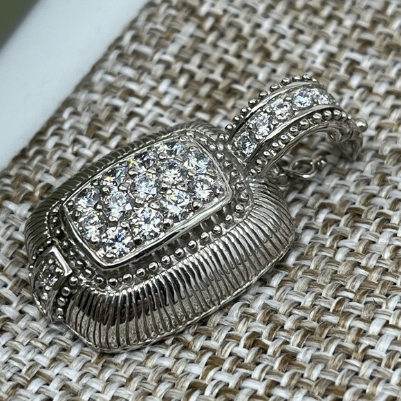 Vintage Judith Ripka Sterling Silver CZ Cluster Enhancer Pendant - Picture 7 of 16